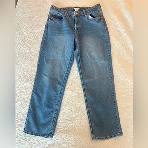 Classic Blue Loose Fitting Cropped Mom Jeans H&M